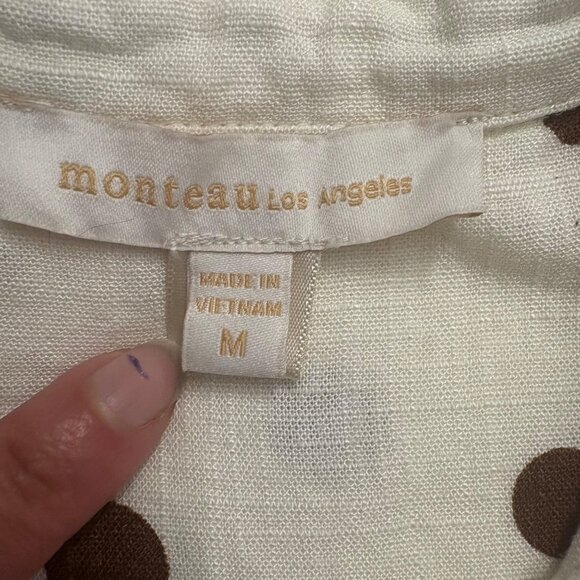 Polka Dot ButtonDown Midi Dress W/ Puff Sleeves & Tiered Skirt Juniors Womens M - Picture 5 of 11